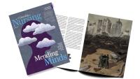 Nursing Spring 2023 magazine cover and a mockup of some pages inside.